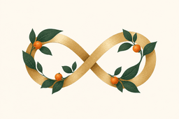 Ibogaine Infusion logo: infinity symbol with iboga leaves and fruit
